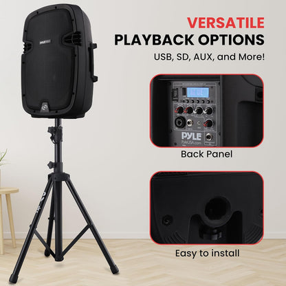 Wireless PA System 1000W Bluetooth Dual 10" Speakers w/ Stands & Mic