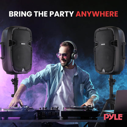 Wireless PA System 1000W Bluetooth Dual 10" Speakers w/ Stands & Mic