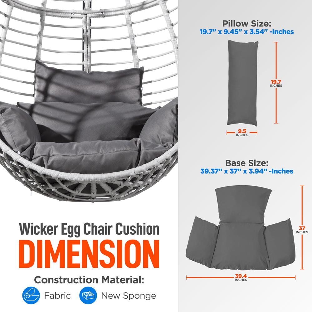 product image number 2 for SereneLife Wicker Egg Chair Cushion