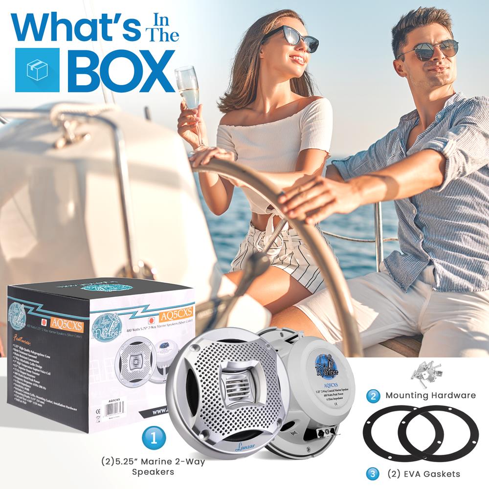 product image number 2 for Lanzar 400 Watts 5.25"2-Way Marine Speakers