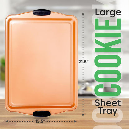 Large Nonstick Cookie Sheet, Easy Clean Carbon Steel, Copper