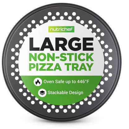 Nonstick Pizza Pan 12.8" - Even Baking, Carbon Steel, Gray