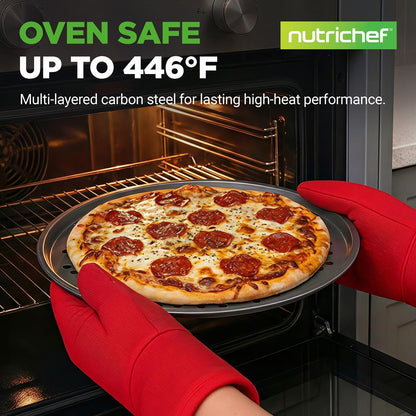 Nonstick Pizza Pan 12.8" - Even Baking, Carbon Steel, Gray