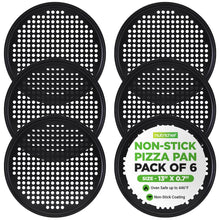 6-Pack 13" Non-Stick Pizza Pans, Carbon Steel, Dishwasher Safe, Gray