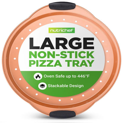 13" Nonstick Pizza Tray - Easy Clean Carbon Steel, Copper