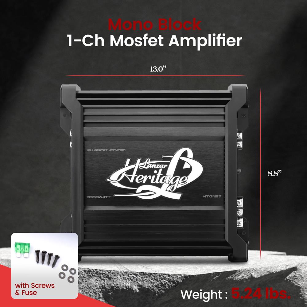 product image number 2 for Lanzar 2000 Watt Mono-Block Vehicle Amp