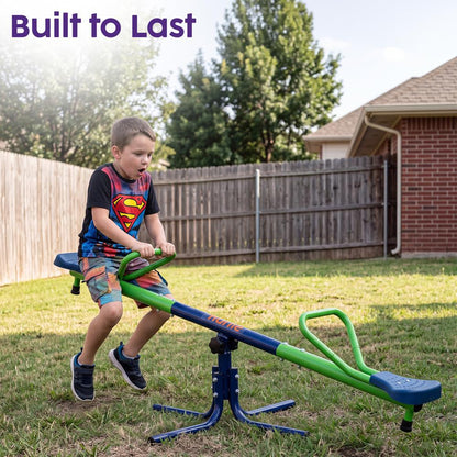 Hurtle Dual Seat Seesaw With Handles For Kids Ages 3–8, Stable No-Wobble Design, Safe Rounded Edges, Indoor & Outdoor Use (Blue And Green)