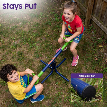 Hurtle Dual Seat Seesaw With Handles For Kids Ages 3–8, Stable No-Wobble Design, Safe Rounded Edges, Indoor & Outdoor Use (Blue And Green)