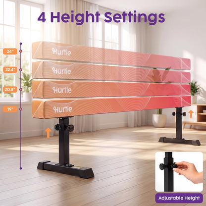 Hurtle 8' Adjustable Balance Beam – Adjustable Height For Beginners To Advanced Users, Non-Slip Surface For Gymnastics Practice At Home (Peach)