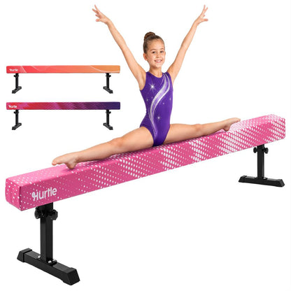 Hurtle 8' Adjustable Balance Beam – Adjustable Height For Beginners To Advanced Users, Non-Slip Surface For Gymnastics Practice At Home (Pink)