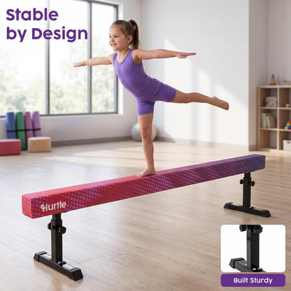 Hurtle 8' Adjustable Balance Beam – Adjustable Height For Beginners To Advanced Users, Non-Slip Surface For Gymnastics Practice At Home (Purple)