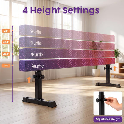Hurtle 8' Adjustable Balance Beam – Adjustable Height For Beginners To Advanced Users, Non-Slip Surface For Gymnastics Practice At Home (Purple)
