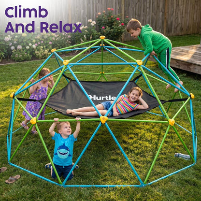 Hurtle 10Ft Geometric Climbing Dome For Kids 3+, Holds Up To 4–5 Children, With Rounded Safe Edges, Easy-Grip Handles, And Quick Setup For Indoor And Outdoor Use (Blue And Green)