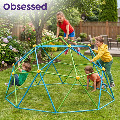 Hurtle 10Ft Geometric Climbing Dome For Kids 3+, Holds Up To 4–5 Children, With Rounded Safe Edges, Easy-Grip Handles, And Quick Setup For Indoor And Outdoor Use (Blue And Green)