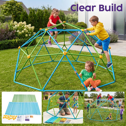 Hurtle 10Ft Geometric Climbing Dome For Kids 3+, Holds Up To 4–5 Children, With Rounded Safe Edges, Easy-Grip Handles, And Quick Setup For Indoor And Outdoor Use (Blue And Green)