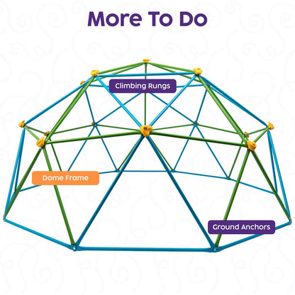 Hurtle 10Ft Geometric Climbing Dome For Kids 3+, Holds Up To 4–5 Children, With Rounded Safe Edges, Easy-Grip Handles, And Quick Setup For Indoor And Outdoor Use (Blue And Green)