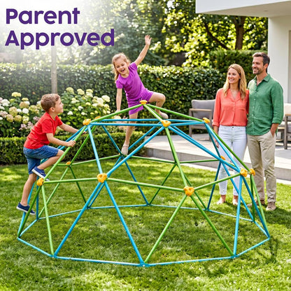Hurtle 10Ft Geometric Climbing Dome For Kids 3+, Holds Up To 4–5 Children, With Rounded Safe Edges, Easy-Grip Handles, And Quick Setup For Indoor And Outdoor Use (Blue And Green)