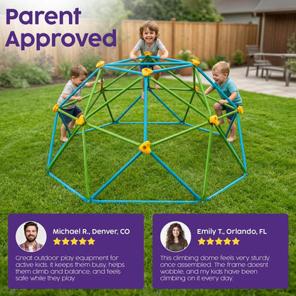 Hurtle 6Ft Geometric Climbing Dome For Kids 3+, Holds Up To 4–5 Children, With Rounded Safe Edges, Easy-Grip Handles, And Quick Setup For Indoor And Outdoor Use (Blue And Green)