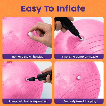Hurtle 18" Glitter Hopper Ball With Handles, Air Pump & Cones – Indoor/Outdoor Active Play For Kids (Pink)