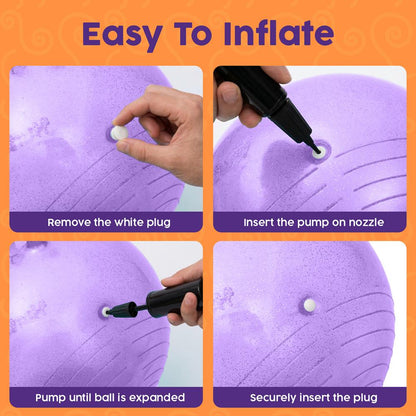 Hurtle 18" Glitter Hopper Ball With Handles, Air Pump & Cones – Indoor/Outdoor Active Play For Kids (Purple)