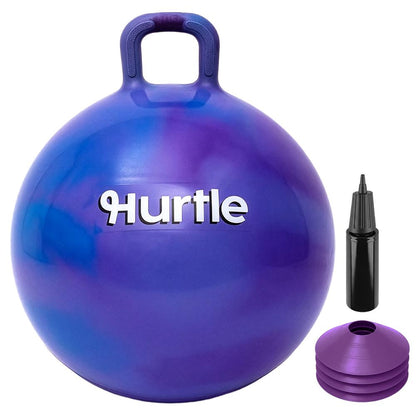 Hurtle 20" Marble Hopper Ball With Handles, Air Pump & Cones – Indoor/Outdoor Active Play For Kids (Blue)