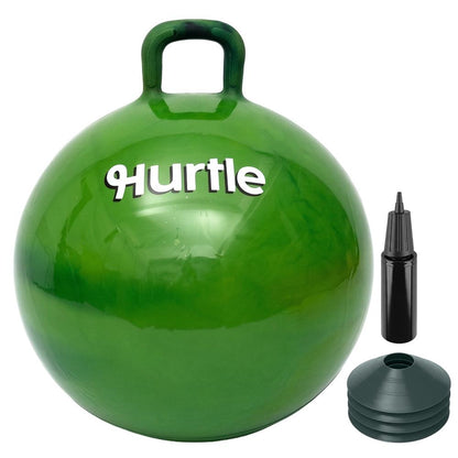 Hurtle 20" Marble Hopper Ball With Handles, Air Pump & Cones – Indoor/Outdoor Active Play For Kids (Army Green)