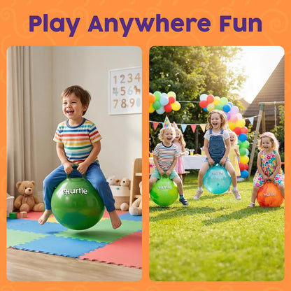 Hurtle 20" Marble Hopper Ball With Handles, Air Pump & Cones – Indoor/Outdoor Active Play For Kids (Army Green)