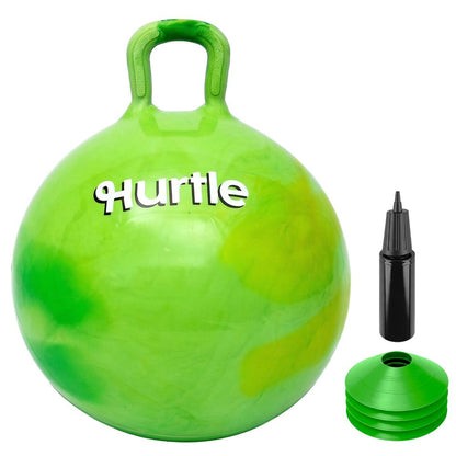 Hurtle 20" Marble Hopper Ball With Handles, Air Pump & Cones – Indoor/Outdoor Active Play For Kids (Green)