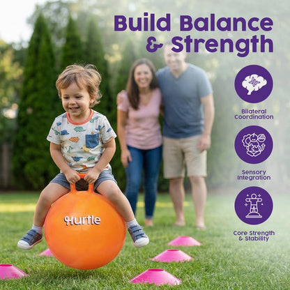 Hurtle 20" Marble Hopper Ball With Handles, Air Pump & Cones – Indoor/Outdoor Active Play For Kids (Pink)
