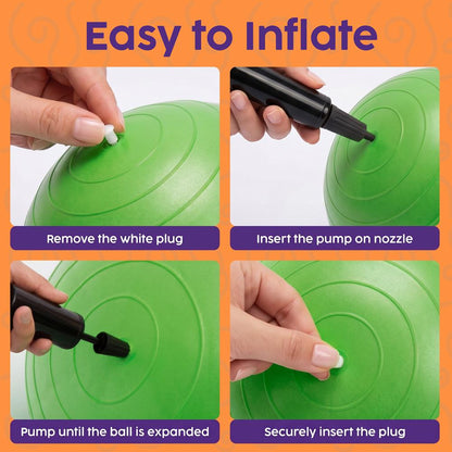 Hurtle Anti-Burst Peanut Exercise Ball With Hand Pump And Plugs, Great For Core Strength, Flexibility, And Balance In Everyday Workouts, Yoga, Or Gentle Movement Routines And Sensory Training (Green)