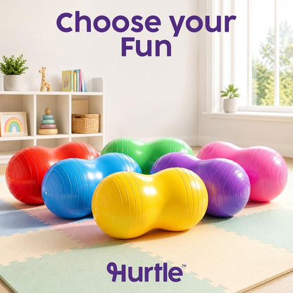 Hurtle Anti-Burst Peanut Exercise Ball With Hand Pump And Plugs, Great For Core Strength, Flexibility, And Balance In Everyday Workouts, Yoga, Or Gentle Movement Routines And Sensory Training (Green)
