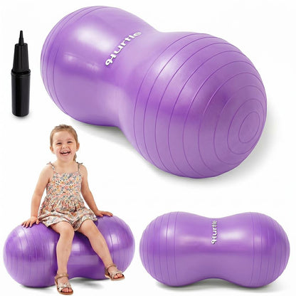 Hurtle Anti-Burst Peanut Exercise Ball With Hand Pump And Plugs, Great For Core Strength, Flexibility, And Balance In Everyday Workouts, Yoga, Or Gentle Movement Routines And Sensory Training (Purple)