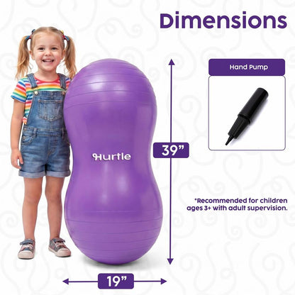 Hurtle Anti-Burst Peanut Exercise Ball With Hand Pump And Plugs, Great For Core Strength, Flexibility, And Balance In Everyday Workouts, Yoga, Or Gentle Movement Routines And Sensory Training (Purple)