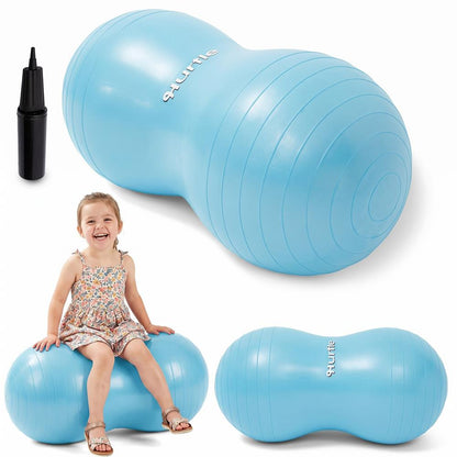 Hurtle Anti-Burst Peanut Exercise Ball With Hand Pump And Plugs, Great For Core Strength, Flexibility, And Balance In Everyday Workouts, Yoga, Or Gentle Movement Routines And Sensory Training (Teal)