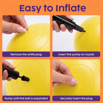 Hurtle Anti-Burst Peanut Exercise Ball With Hand Pump And Plugs, Great For Core Strength, Flexibility, And Balance In Everyday Workouts, Yoga, Or Gentle Movement Routines And Sensory Training (Yellow)
