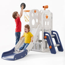 Hurtle Indoor Kids Playground Basic Set – Slide, Basketball Hoop, Play Telescope, And Ladder – Ideal For Toddlers And Young Children (Blue) HUINDPGSMBL