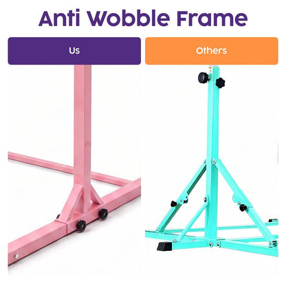 Hurtle Foldable Gymnastics Bar With Adjustable Height, Non-Slip Base, And Supports Weight Up To 220 Lbs., Ideal For Home Use, Training, And Kids Ages 6+ (Pink)