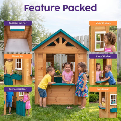 Hurtle Wooden Playhouse With Spacious Design, Safe And Durable Construction For Outdoor Fun, Perfect For Kids