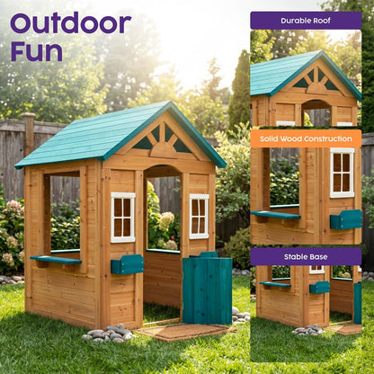 Hurtle Wooden Playhouse With Spacious Design, Safe And Durable Construction For Outdoor Fun, Perfect For Kids