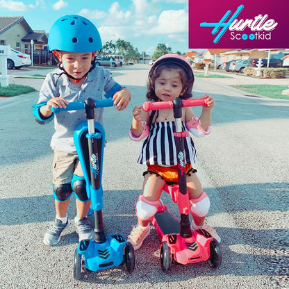 Kids Scooter with Seat, LED Wheels, Adjustable Height, Purple