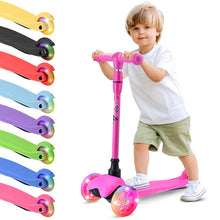 Lightweight And Adjustable Mini Kickboard  Scooter With Led Light Wheel For Kids (Pink)