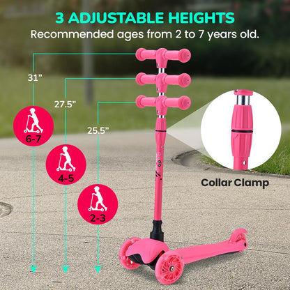 Lightweight And Adjustable Mini Kickboard  Scooter With Led Light Wheel For Kids (Watermelon)
