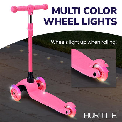 Lightweight And Adjustable Mini Kickboard  Scooter With Led Light Wheel For Kids (Watermelon)