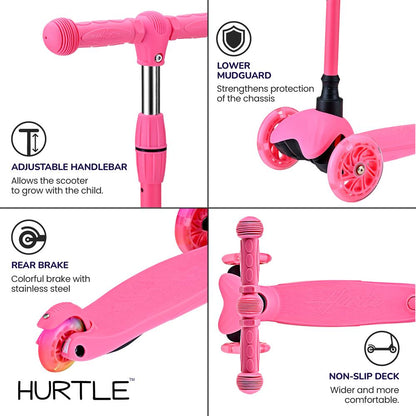 Lightweight And Adjustable Mini Kickboard  Scooter With Led Light Wheel For Kids (Watermelon)