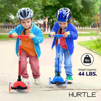 Kids Mini Kickboard Scooter, Adjustable, LED Wheels, Anti-Slip, Red