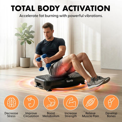 Hurtle Vibration Plate Machine – Adjustable 1–99 Speeds, Quiet, Lightweight, With Remote And Preset Programs Portable For Home And Office (Black)