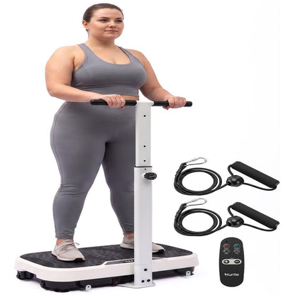 Hurtle Vibration Plate Machine – Adjustable 1–99 Speeds, Quiet, Lightweight, With Remote And Preset Programs Portable For Home And Office (White)