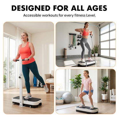 Hurtle Vibration Plate Machine – Adjustable 1–99 Speeds, Quiet, Lightweight, With Remote And Preset Programs Portable For Home And Office (White)
