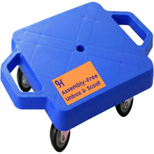 Hurtle Kids Scooter Board - With Handles, Tow Strap, Smooth Casters, And Flat Round Cones For Indoor Play, Gym Classes, And Pe Activities (Blue)