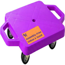 Hurtle Kids Scooter Board - With Handles, Tow Strap, Smooth Casters, And Flat Round Cones For Indoor Play, Gym Classes, And Pe Activities (Purple)